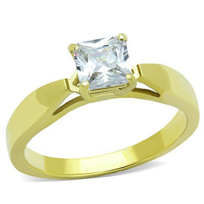 MATK1511 - IP Gold(Ion Plating) Stainless Steel Ring with AAA Grade CZ  in Clear