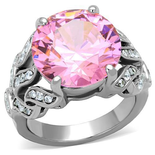 MATK1512 - High polished (no plating) Stainless Steel Ring with AAA Grade CZ  in Rose