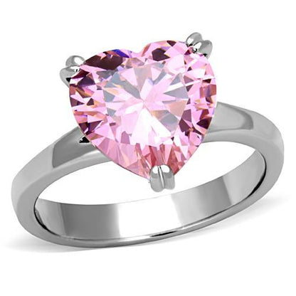 MATK1513 - High polished (no plating) Stainless Steel Ring with AAA Grade CZ  in Rose