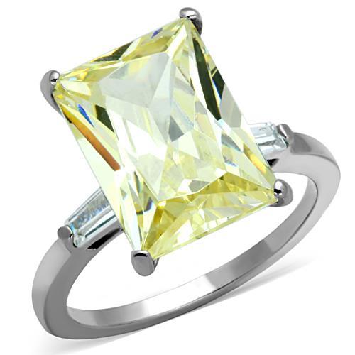 MATK1514 - High polished (no plating) Stainless Steel Ring with AAA Grade CZ  in Citrine Yellow