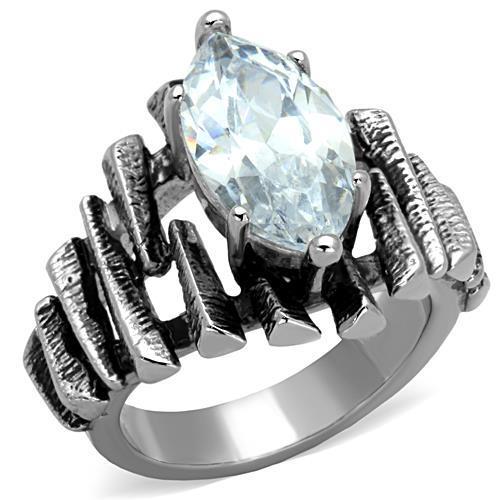 MATK1516 - High polished (no plating) Stainless Steel Ring with AAA Grade CZ  in Clear