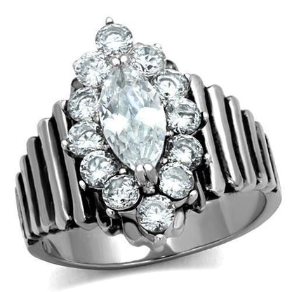 MATK1517 - High polished (no plating) Stainless Steel Ring with AAA Grade CZ  in Clear