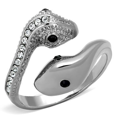 MATK1532 - High polished (no plating) Stainless Steel Ring with Top Grade Crystal  in Jet