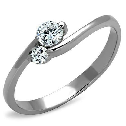 MATK1544 - High polished (no plating) Stainless Steel Ring with AAA Grade CZ  in Clear