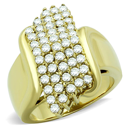 MATK1554 - IP Gold(Ion Plating) Stainless Steel Ring with AAA Grade CZ  in Clear