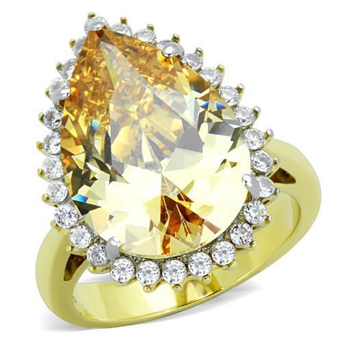 MATK1564 - Two-Tone IP Gold (Ion Plating) Stainless Steel Ring with AAA Grade CZ  in Champagne