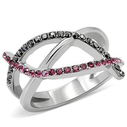 MATK156 - High polished (no plating) Stainless Steel Ring with Top Grade Crystal  in Multi Color