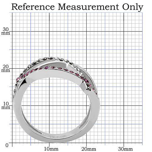 MATK156 - High polished (no plating) Stainless Steel Ring with Top Grade Crystal  in Multi Color