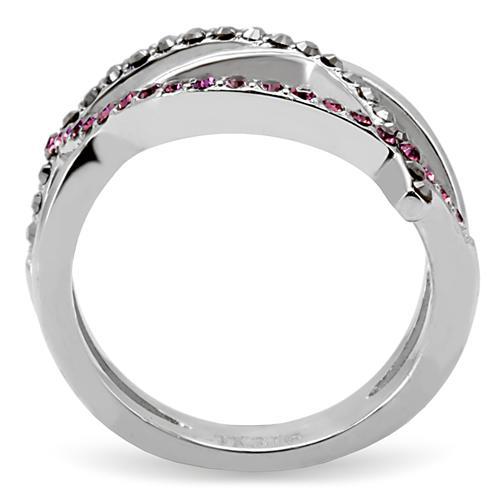 MATK156 - High polished (no plating) Stainless Steel Ring with Top Grade Crystal  in Multi Color