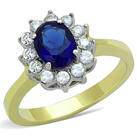 MATK1570 - Two-Tone IP Gold (Ion Plating) Stainless Steel Ring with Synthetic Synthetic Glass in Montana