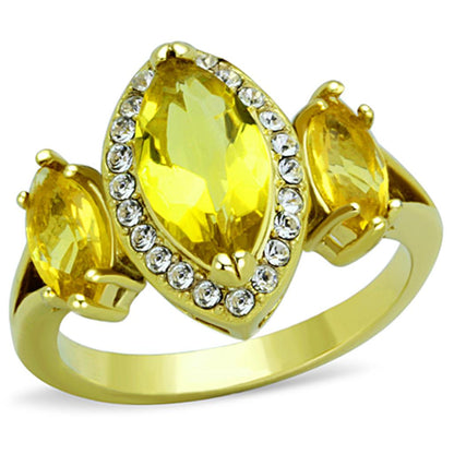 MATK1578 - IP Gold(Ion Plating) Stainless Steel Ring with Synthetic Synthetic Glass in Topaz