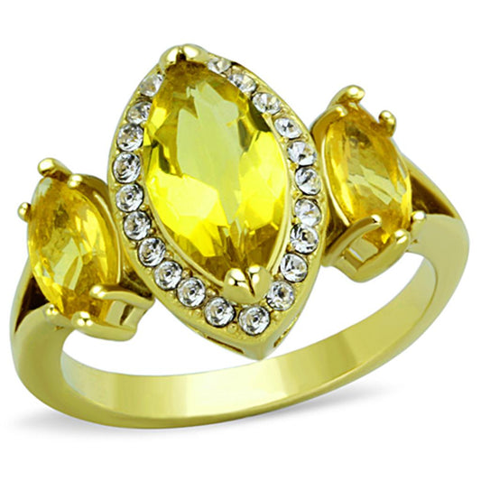 MATK1578 - IP Gold(Ion Plating) Stainless Steel Ring with Synthetic Synthetic Glass in Topaz