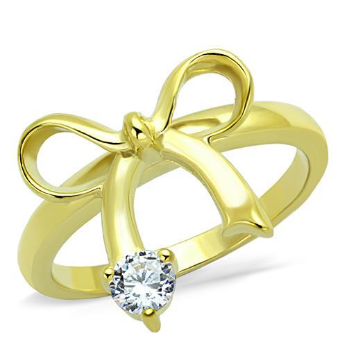 MATK1585 - IP Gold(Ion Plating) Stainless Steel Ring with AAA Grade CZ  in Clear