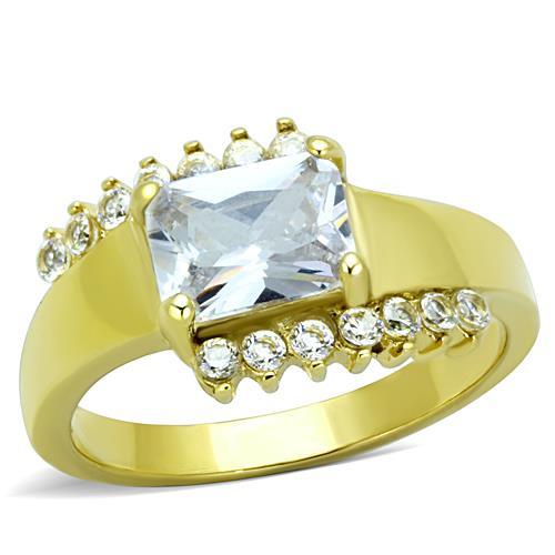 MATK1588 - IP Gold(Ion Plating) Stainless Steel Ring with AAA Grade CZ  in Clear