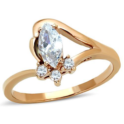 MATK1590 - IP Rose Gold(Ion Plating) Stainless Steel Ring with AAA Grade CZ  in Clear