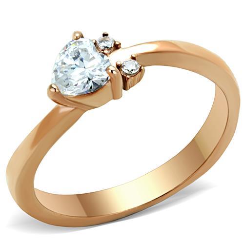 MATK1591 - IP Rose Gold(Ion Plating) Stainless Steel Ring with AAA Grade CZ  in Clear