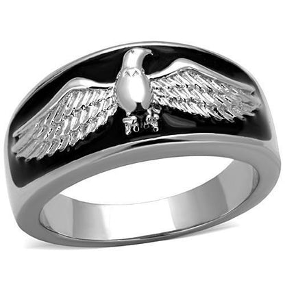 MATK1597 - High polished (no plating) Stainless Steel Ring with Epoxy  in Jet