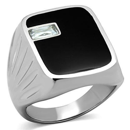 MATK1598 - High polished (no plating) Stainless Steel Ring with AAA Grade CZ  in Clear