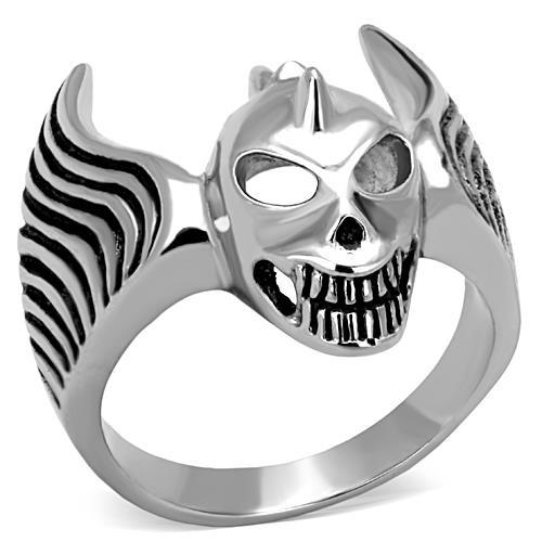 MATK1599 - High polished (no plating) Stainless Steel Ring with Epoxy  in Jet