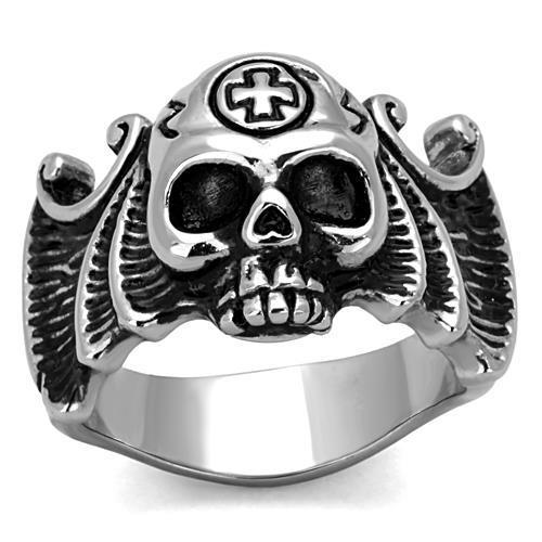MATK1601 High polished (no plating) Stainless Steel Ring with Epoxy in Jet