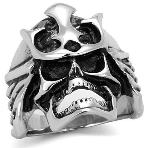 MATK1604 - High polished (no plating) Stainless Steel Ring with Epoxy  in Jet