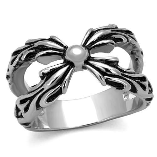 MATK1605 - High polished (no plating) Stainless Steel Ring with Epoxy  in Jet