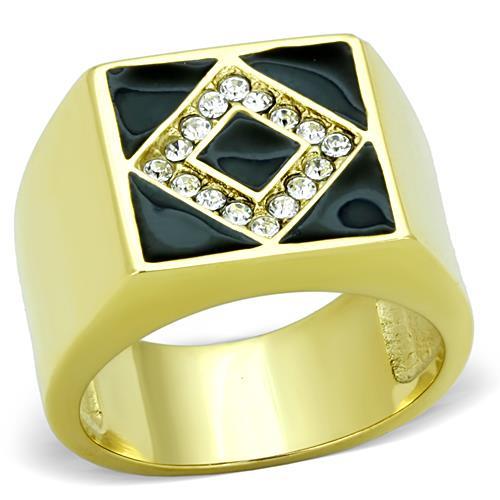 MATK1613 - IP Gold(Ion Plating) Stainless Steel Ring with Top Grade Crystal  in Clear