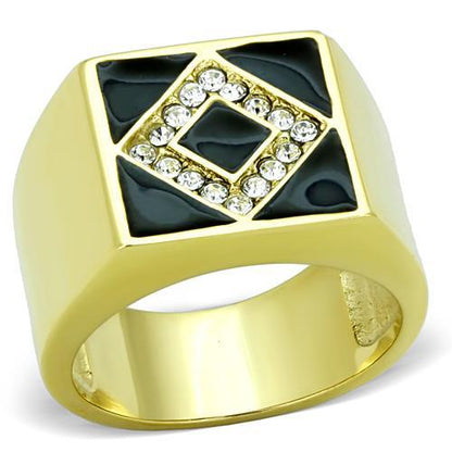 MATK1613 - IP Gold(Ion Plating) Stainless Steel Ring with Top Grade Crystal  in Clear