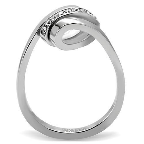 MATK161 - High polished (no plating) Stainless Steel Ring with Top Grade Crystal  in Clear