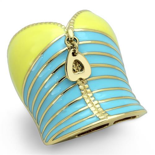 MATK1623 - IP Gold(Ion Plating) Stainless Steel Ring with Epoxy  in Multi Color