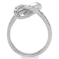 MATK162 - High polished (no plating) Stainless Steel Ring with Top Grade Crystal  in Clear