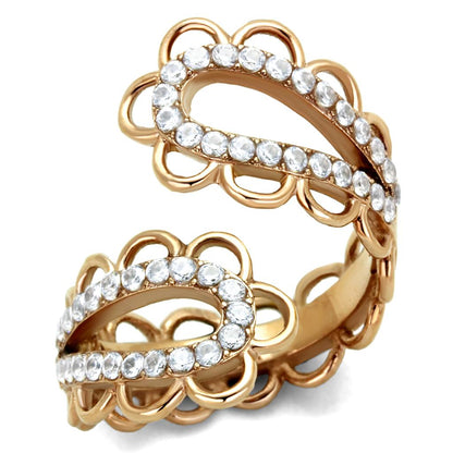 MATK1633 - IP Rose Gold(Ion Plating) Stainless Steel Ring with AAA Grade CZ  in Clear