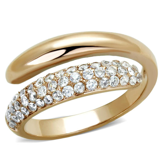 MATK1634 - IP Rose Gold(Ion Plating) Stainless Steel Ring with AAA Grade CZ  in Clear