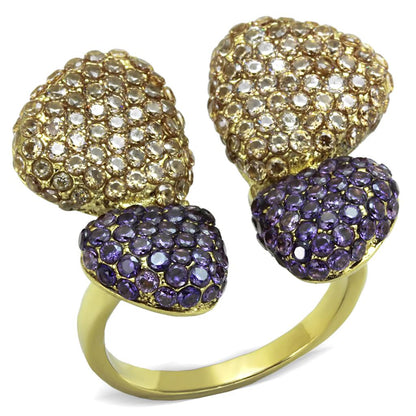 MATK1639 - IP Gold(Ion Plating) Stainless Steel Ring with AAA Grade CZ  in Multi Color