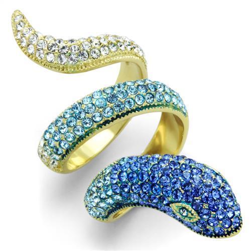MATK1641 - IP Gold(Ion Plating) Stainless Steel Ring with Top Grade Crystal  in Multi Color