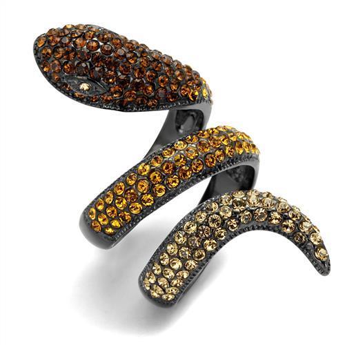MATK1641LJ - IP Light Black  (IP Gun) Stainless Steel Ring with Top Grade Crystal  in Multi Color