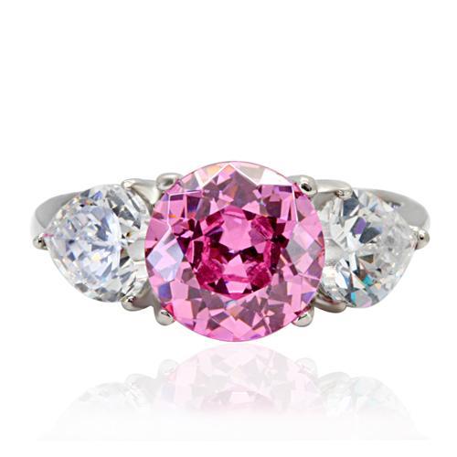 MATK164 - High polished (no plating) Stainless Steel Ring with AAA Grade CZ  in Rose