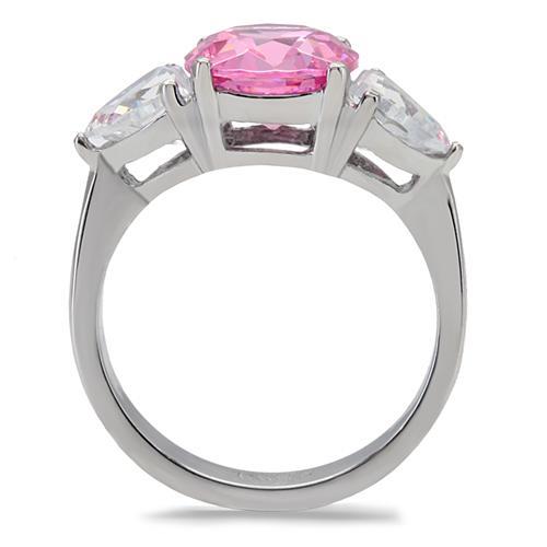 MATK164 - High polished (no plating) Stainless Steel Ring with AAA Grade CZ  in Rose