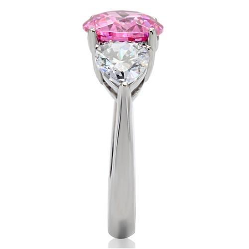 MATK164 - High polished (no plating) Stainless Steel Ring with AAA Grade CZ  in Rose