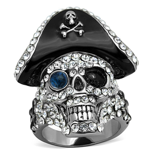 MATK1659 - Two-Tone IP Black Stainless Steel Ring with Synthetic Synthetic Glass in Montana