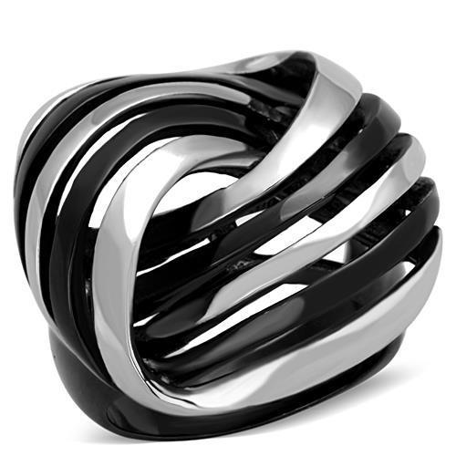 MATK1660 - Two-Tone IP Black Stainless Steel Ring with No Stone