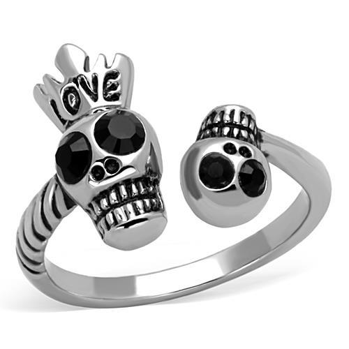 MATK1661 High polished (no plating) Stainless Steel Ring with Top Grade Crystal in Jet
