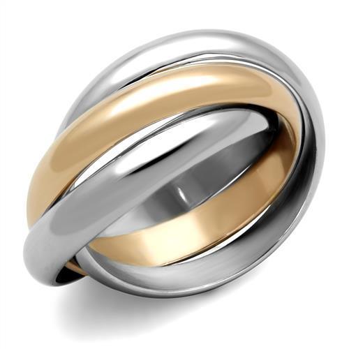MATK1670 - Two-Tone IP Rose Gold Stainless Steel Ring with No Stone