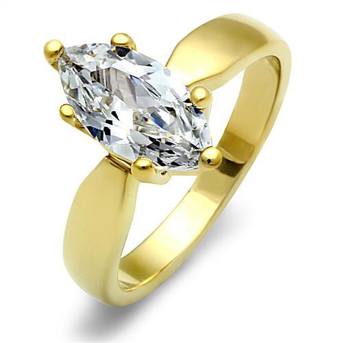 MATK1673 - IP Gold(Ion Plating) Stainless Steel Ring with AAA Grade CZ  in Clear