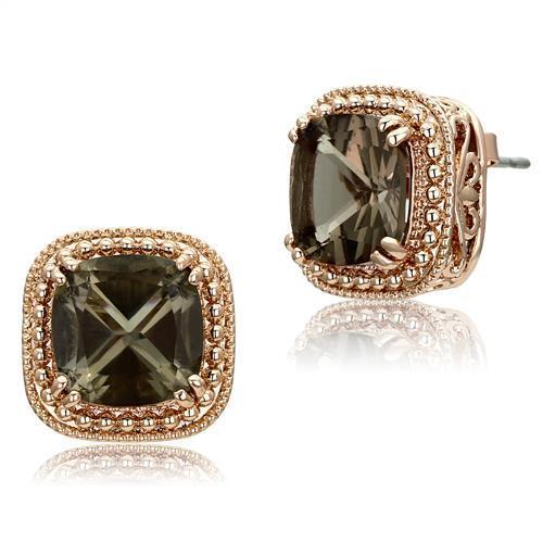 MATK1674 - IP Rose Gold(Ion Plating) Stainless Steel Earrings with Genuine Stone  in Brown