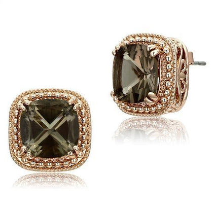 MATK1674 - IP Rose Gold(Ion Plating) Stainless Steel Earrings with Genuine Stone  in Brown