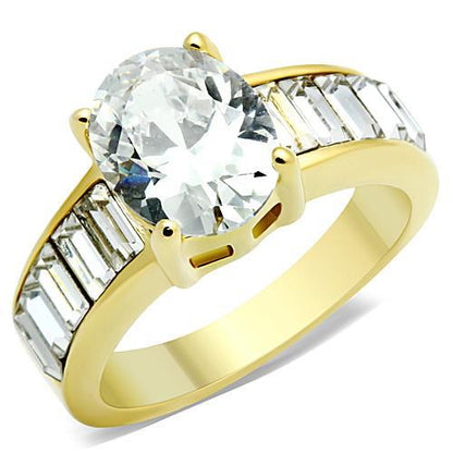 MATK1675 - IP Gold(Ion Plating) Stainless Steel Ring with AAA Grade CZ  in Clear