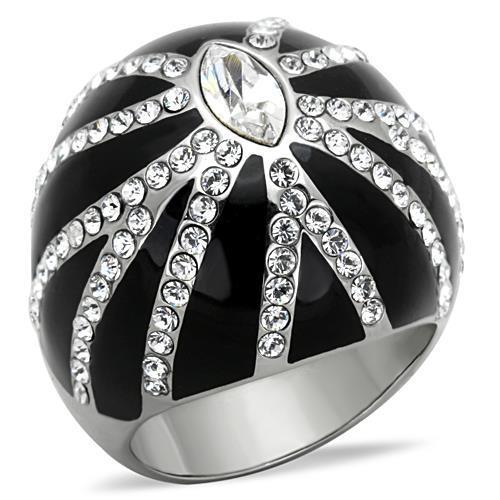 MATK1679 - High polished (no plating) Stainless Steel Ring with Top Grade Crystal  in Clear