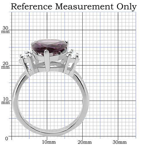 MATK167 - High polished (no plating) Stainless Steel Ring with Synthetic Synthetic Glass in Amethyst
