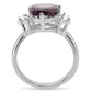 MATK167 - High polished (no plating) Stainless Steel Ring with Synthetic Synthetic Glass in Amethyst